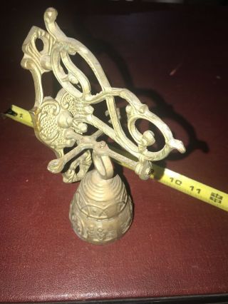 Vintage Solid Brass Hanging Door Bell Wall Mount Arrow Church Ornate Donkey Shop