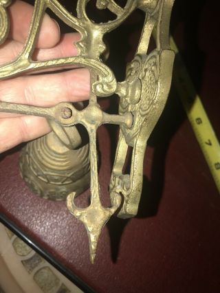 VINTAGE SOLID BRASS HANGING DOOR BELL WALL MOUNT ARROW CHURCH ORNATE DONKEY SHOP 5