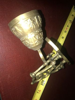 VINTAGE SOLID BRASS HANGING DOOR BELL WALL MOUNT ARROW CHURCH ORNATE DONKEY SHOP 8