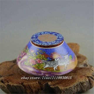 China Antique Porcelain Qing Qianlong Colour Enamels Sheep Lid Tea Caddy Jar Pot