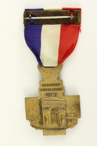 Vintage US Military American Legion FRANCE 1917 - 1927 National Convention MEDAL 2