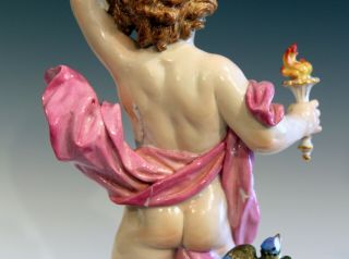 Antique Meissen German Porcelain Figure Large Putti Cherub Sculpture Signed 14 