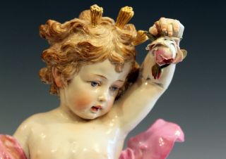 Antique Meissen German Porcelain Figure Large Putti Cherub Sculpture Signed 14 