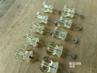 Matched set of 10 Antique Vintage Clear Glass Knobs. 2