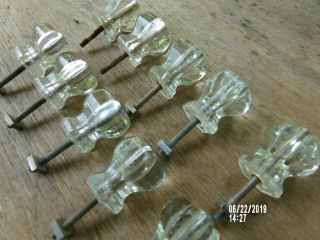 Matched set of 10 Antique Vintage Clear Glass Knobs. 3
