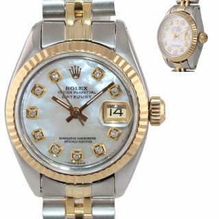 Ladies Rolex 6917 Mop Diamond Two - Tone 18k Gold Steel Jubilee Watch Datejust