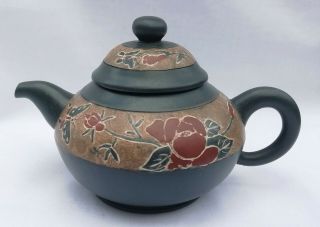 Oriental Clay Teapot Yixing Chinese Seal Marks Base Lid And Handle