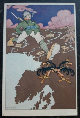 Wwi Italy Soldier Anti Austria Eagle Isonzo Friulia Istria Slo Hr Art Postcard
