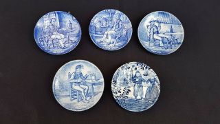 Set Of Plates In Faience Of Boch Model Delft 20th Century,  Blue And White
