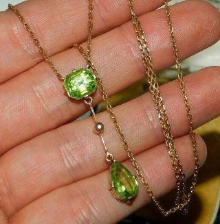 Antique,  Edwardian 18ct Gold Peridot Seed Pearl Necklace Pendant 18k Jewelry