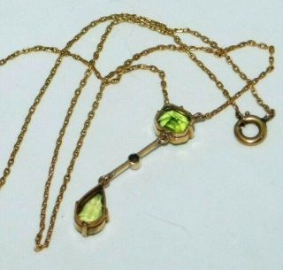 ANTIQUE,  EDWARDIAN 18CT GOLD PERIDOT SEED PEARL NECKLACE PENDANT 18K JEWELRY 4