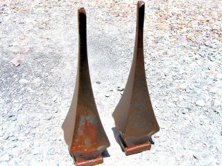 Two Old Solid Cast Iron Steeple Finials Architectural Rust Finish