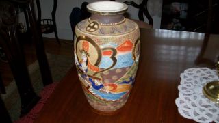 Vintage Large,  Hand Painted Satsuma Vase,