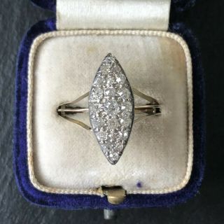 Antique Victorian 18 Karat Gold Diamond Encrusted Marquise Ring