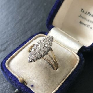 Antique Victorian 18 Karat Gold Diamond Encrusted Marquise Ring 2