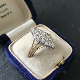 Antique Victorian 18 Karat Gold Diamond Encrusted Marquise Ring 3