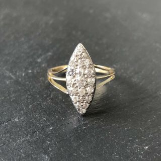 Antique Victorian 18 Karat Gold Diamond Encrusted Marquise Ring 4