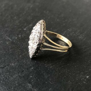 Antique Victorian 18 Karat Gold Diamond Encrusted Marquise Ring 5