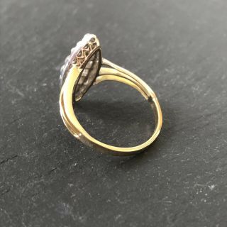 Antique Victorian 18 Karat Gold Diamond Encrusted Marquise Ring 6