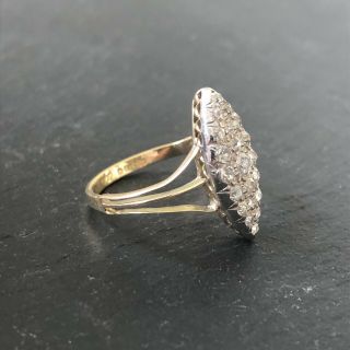 Antique Victorian 18 Karat Gold Diamond Encrusted Marquise Ring 7