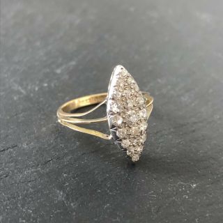 Antique Victorian 18 Karat Gold Diamond Encrusted Marquise Ring 8