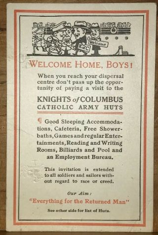 Ww1 Canadian Knights Of Columbus Catholic Army Huts Drop - In Centers Advertising
