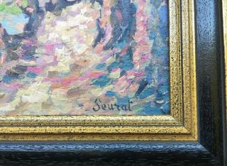 Seurat signed antique oil / canvas painting French? 3