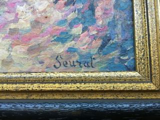 Seurat signed antique oil / canvas painting French? 4