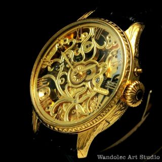 Glashutte Vintage Mens Wrist Watch Gold Skeleton Men 