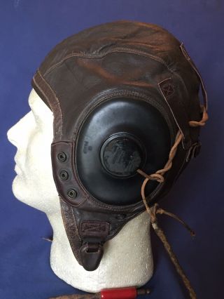 Wwii Usaaf Army Air Forces Type A - 11 Flying Helmet With Anb - H - 1 Receivers