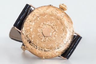 Antique Patek,  Philippe& Co Men’s Wrist Watch Solid Gold 18K Case Enamel 5