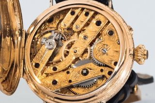 Antique Patek,  Philippe& Co Men’s Wrist Watch Solid Gold 18K Case Enamel 7