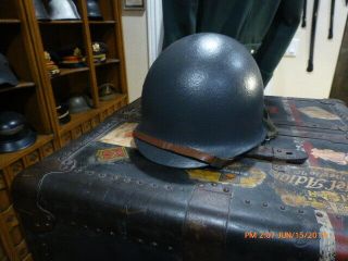 Wwii Us Army M1 Helmet With Liner And Chinstraps In