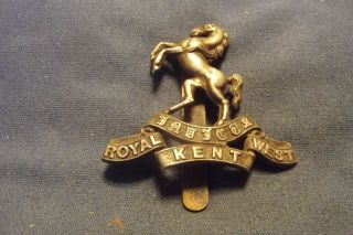 Ww I British Cap Badge To The Queens Own Royal West Kent Regiment