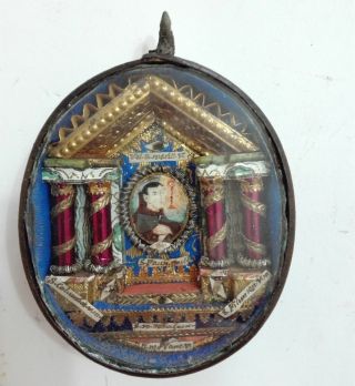 Ancient Reliquary With 6 Relics And Miniature Hand Painted (xix Century)