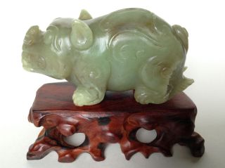 Vintage Chinese Jade Ancient - Style Pig Or Boar Carved Statue