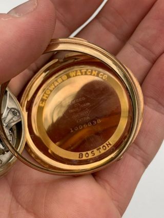 Antique E.  HOWARD Yellow Gold Filled Pocket Watch 17 Jewels Parts 7