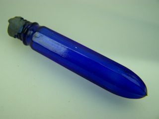 Vintage Cobalt Blue Glass Scent Perfume Bottle  3997