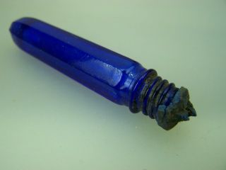 Vintage cobalt blue glass scent perfume bottle  3997 3
