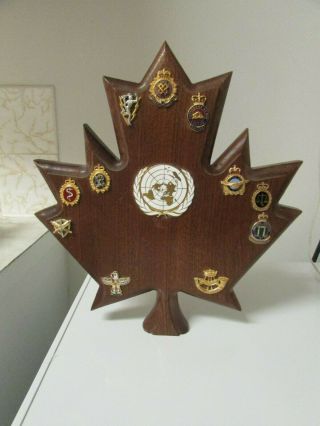 Wooden Maple Leaf With Canadian Military Insignia (9.  5 Inchesx 10.  5 Inches)
