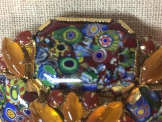 Vintage Schreiner York Art Glass Brooch Huge 3” Millifori High Domed Beautif 3