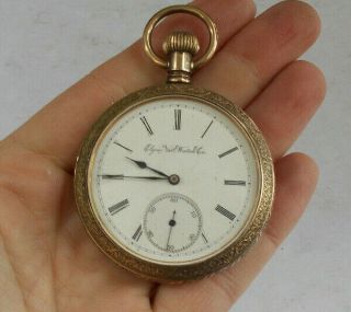 Rare Vintage 2 " Gold Filled Elgin Wind Up Pocket Watch Fancy Case Early Look Nr