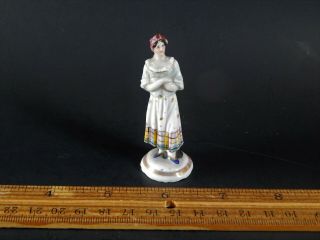 Miniature Antique 19th Century English Staffordshire Pottery Figure Woman 2.  5 