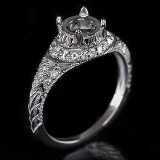 Vintage 6.  5mm Round 1 Carat Semi Mount Art Deco Diamond Engagement Ring Setting