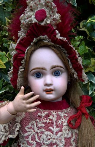 Antique 22 " Rare French Bebe Jumeau Size 8 Bisque Head Kiss Throwing Doll C1890