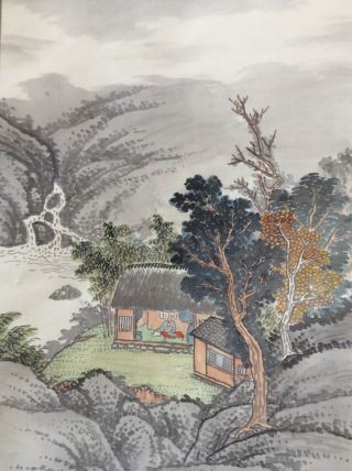 掛軸Japan Japanese Hanging Scroll Landscape View Sansui [B265] 4