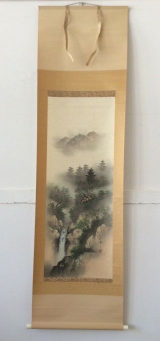 掛軸japan Japanese Hanging Scroll Landscape View Sansui [b263]