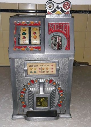 Antique 1932 Vendet Midget 5c Nickel Slot Machine Jackpot Payout 2