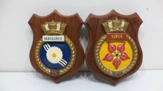 2 Vintage Military Wall Plaque Award Naval Royal Navy - Hms Huron & Margaree