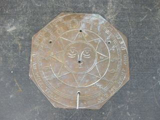 37955 Old Vintage Cast Brass Plate Sign Garden Sun Dial Sundial Face